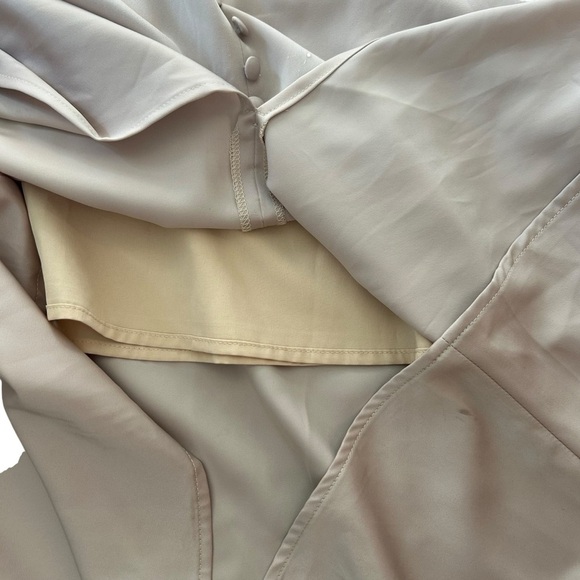 Lichi silk satin button embellished midi dress size small champagne beige luxury - Picture 7 of 14